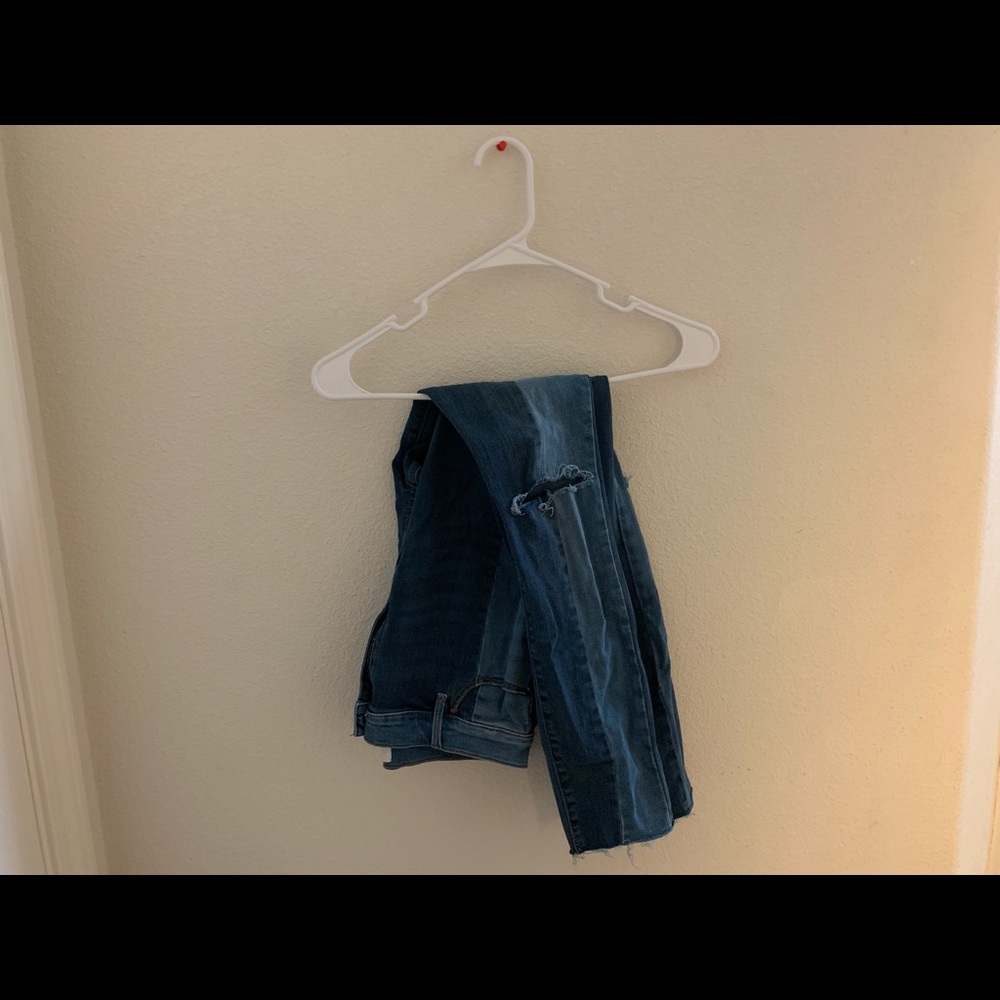 mismatch wash jeans